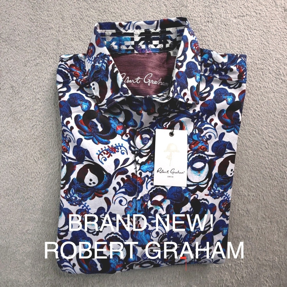 NWT Robert Graham Edmund Multi Color Floral Paisley Short Sleeve Shirt XSmall
